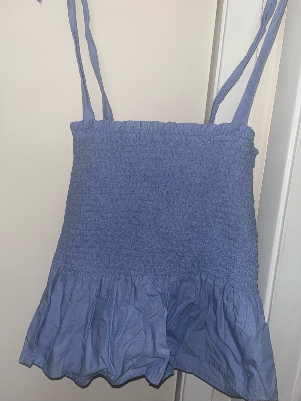 J. Crew Periwinkle Smocked Tie-Strap Tank Top
